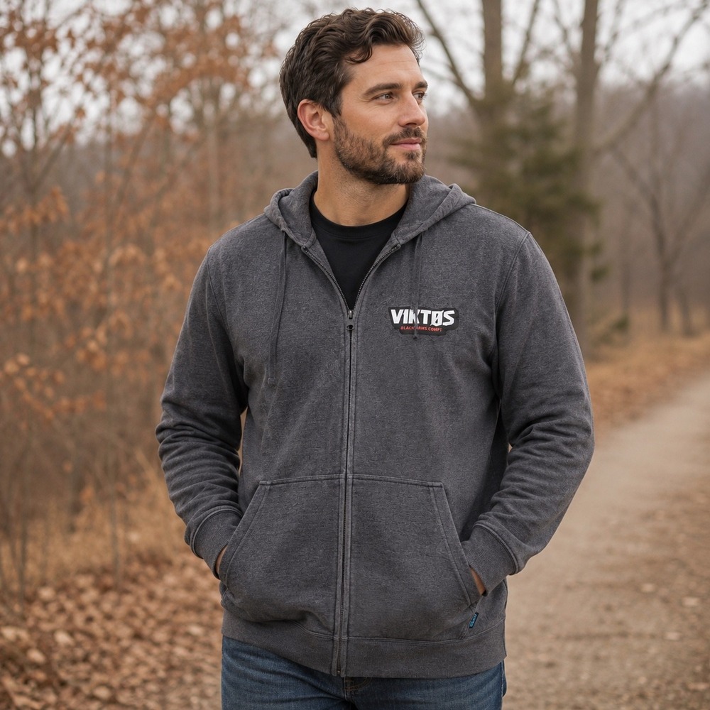Viktos Black Arms Corp Mens Zip Up Hoodie Heather Charcoal Grey Tactical XXL